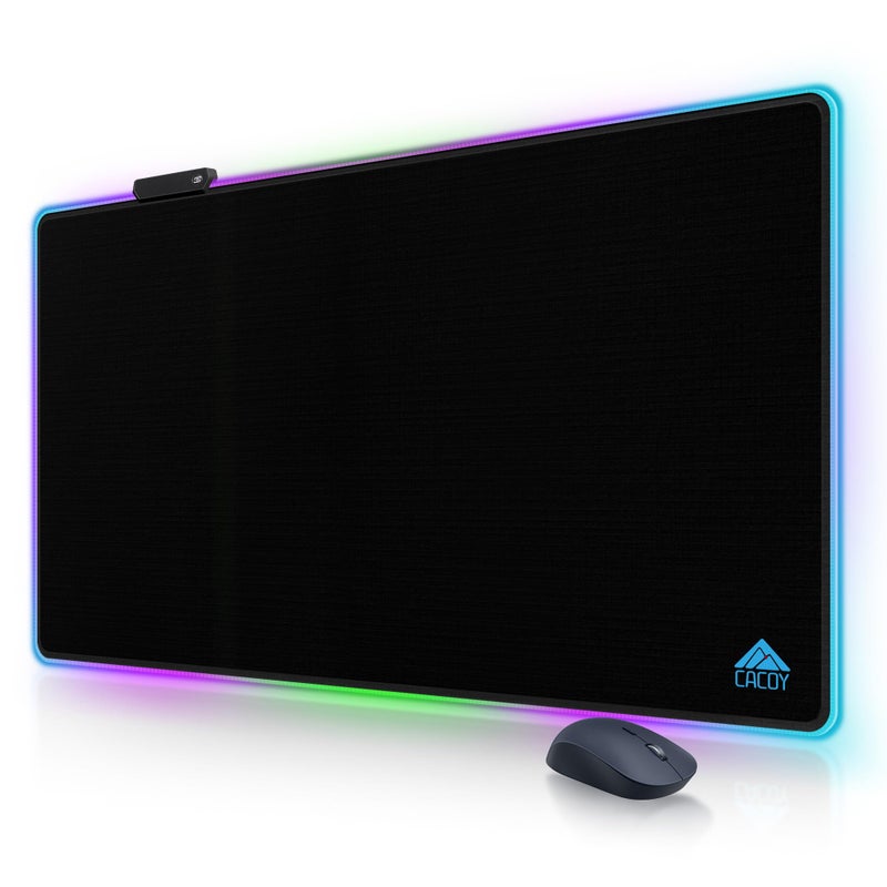 Cacoy 43" x 24" RGB Large Gaming Mouse Pad, LED Extended Mousepad with Superior Micro-Weave Cloth and Non-Slip Base, Stitched Edges Water Resist Keyboard Pad, XXL RGB Desk Pad for Office & Home, Black - Image 1