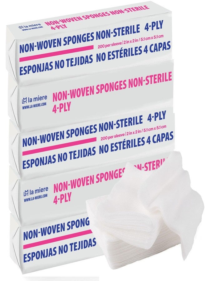 LA MIERE 1000 Pack Non-Woven Sponges 2"x2" Non-Adherent 4-Ply Non-Sterile - Image 1