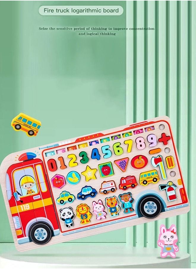 BAYBEE 5 In 1 Wooden Board Puzzle For Kids Toys, Montessori Toys With Fish Catching Game, Numbers, Shapes, Animals, Vehicles Puzzle, Learning Educational Puzzle Toys For Kids 2+Years Boy Girl  - Image 5