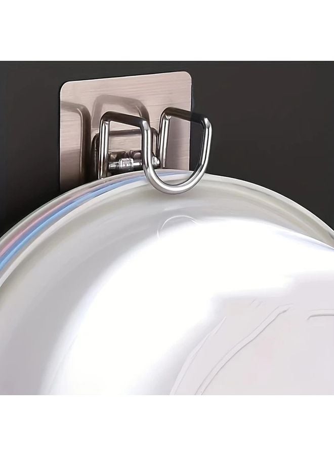 5 قطع خطافات حائط قابلة للطي من الفولاذ المقاوم للصدأ متينة التثبيت بدون حفر خالية من التلف - Image 5