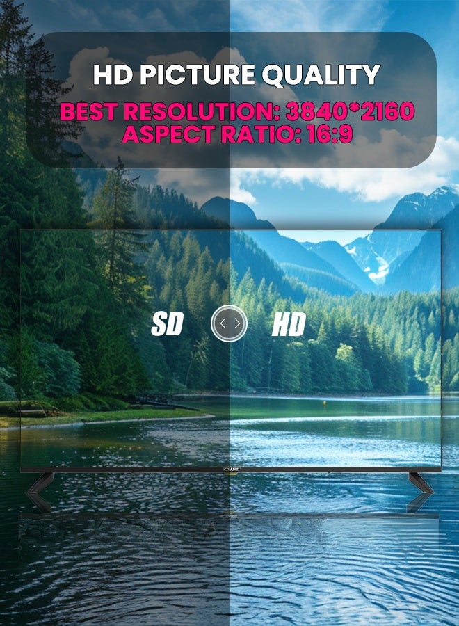 SONASHI 50 Inch UHD Smart LED TV – Frameless Design with Remote Control | 3840×2160 Ultra HD Resolution with Wide 178° Viewing Angle | Smart VIDAA TV with WiFi, Multi-Language Support, 2 USB & 3 HDMI Ports | Sonashi SLED-5000UHDV - Image 3