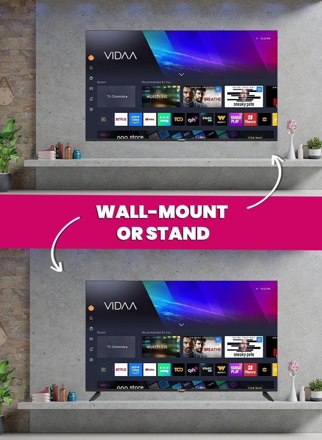 SONASHI 50 Inch UHD Smart LED TV – Frameless Design with Remote Control | 3840×2160 Ultra HD Resolution with Wide 178° Viewing Angle | Smart VIDAA TV with WiFi, Multi-Language Support, 2 USB & 3 HDMI Ports | Sonashi SLED-5000UHDV - Image 5