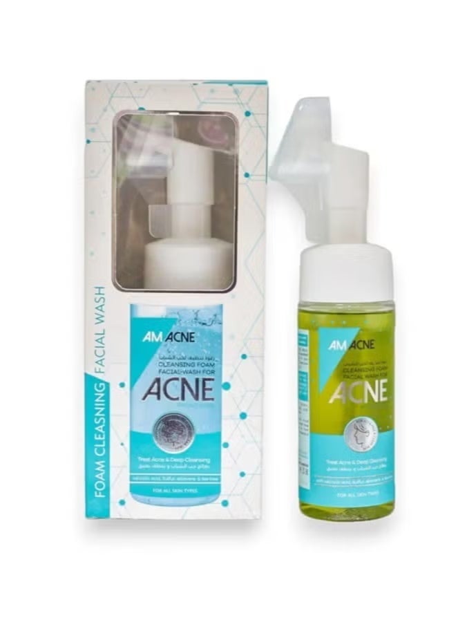 AM ACNE Cleansing Foam Facial Wash 175ml | For Acne-Prone Skin | With Salicylic Acid, Sulfur, Aloe Vera & Tea Tree | Deep Cleansing, Oil Control & Pore Care | Gentle Daily Face Cleanser - Image 1