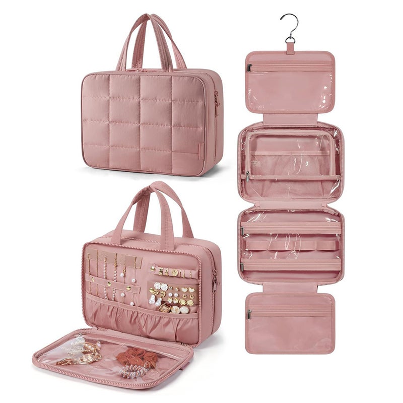 Travel Toiletry Bag with Hook Large-Capacity Travel-Size Toiletry Organizer Portable Cosmetic Case for Women - Image 3
