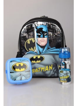 Batman شنطة حضانة مرخصة جديدة، علبة غداء وزجاجة ماء تريتان سعة 500 مل طقم المدرسة  - Image 1