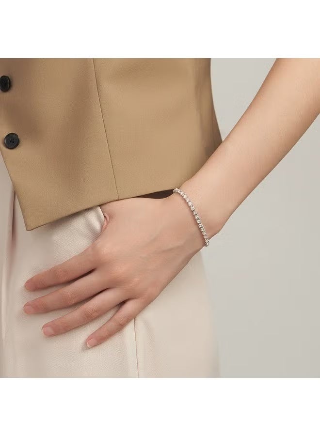 2pcs Tennis Bracelets for Women White Gold Plated AAA+ Cubic Zirconia CZ Dainty Classic Bracelet Heart Tennis Link Chain Bracelet Charm Jewelry Gifts for Women Silver Gold - Image 5