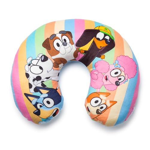 Jay Franco Bluey Kids Travel Neck Pillow - Soft Polyester Support for Car, Airplane & Road Trips - Cute Bluey and Bingo Design - Comfortable Child Neck Support for Ages 3-10 - Image 1