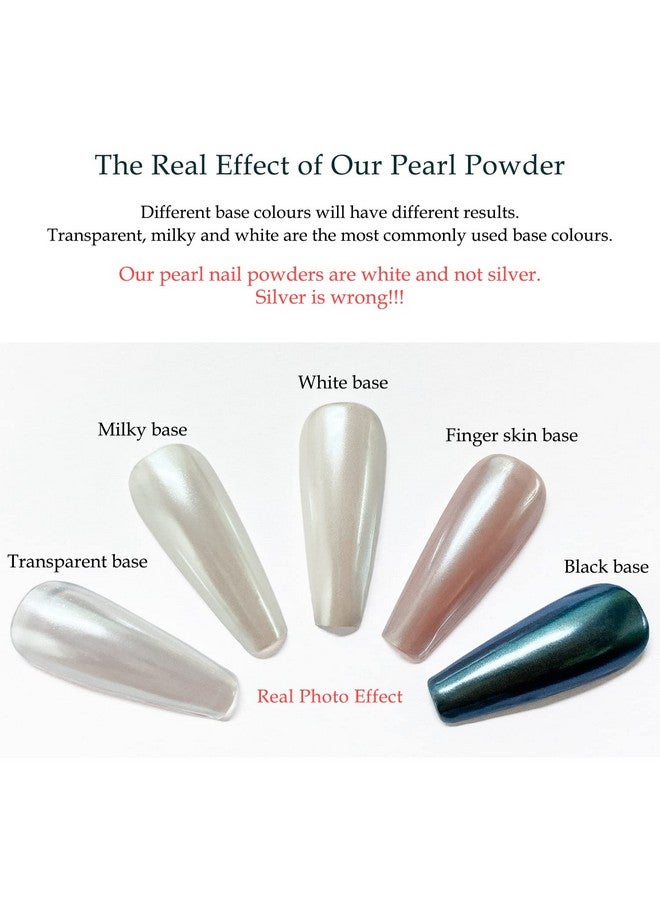 Fokostar Magic White Pearl Chrome Nail Powder Solid Glitter Fairy Shell Nails Art Powder Holographic Ice Transparent Aurora Moonlight Manicure Pigment With Tool - Image 4