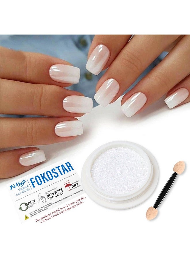 Fokostar Magic White Pearl Chrome Nail Powder Solid Glitter Fairy Shell Nails Art Powder Holographic Ice Transparent Aurora Moonlight Manicure Pigment With Tool - Image 2