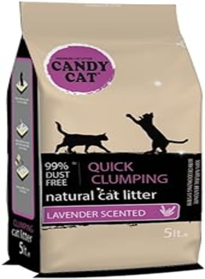 CANDY Cat Litter (Lavender) to Eliminate Litter and Odors Fast Clumping 5L
