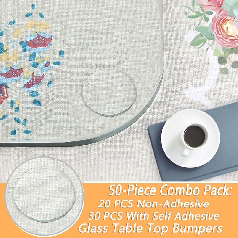 Maylanny Extremely Soft Glass Table Top Bumper Combo (20 PCS Non-Adhesive & 30 PCS Self-Adhesive), Anti Slide and Scratch for Glass Table, Clear Rubber Pads for Glass Table Top Spacer (Round & Square, 50 PCS) - Image 2