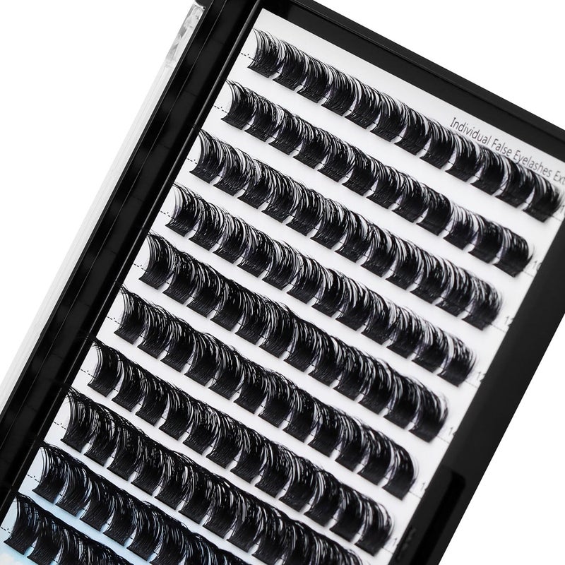 Hannahool 10Rows,Large Pack Grafting Mixed 10-12-14-16mm/14-16-18mm/12-14-16mm Wide Stem Cluster Eyelashes D Curl Individual False Eyelashes Home DIY Eye Lashes Extensions (mixed 12-14-16mm) - Image 2
