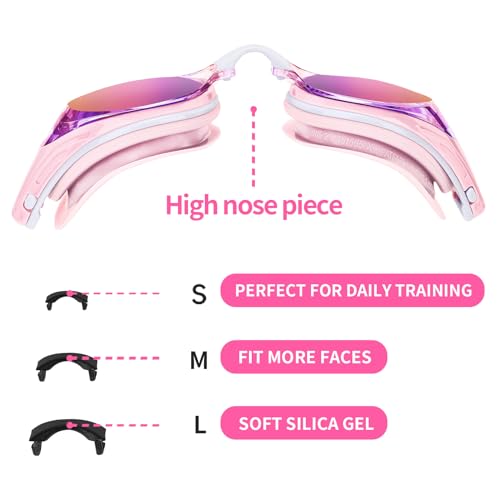 Wave Nearsighted Swim Goggles, Shortsighted Optical Swimming Goggles No Leaking Anti Fog UV Protection for Adult Men Women - Image 2