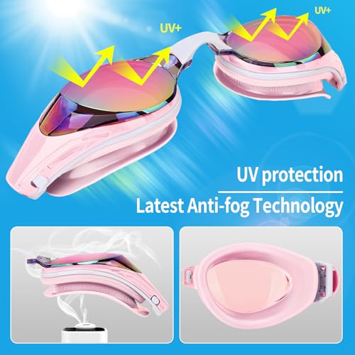 Wave Nearsighted Swim Goggles, Shortsighted Optical Swimming Goggles No Leaking Anti Fog UV Protection for Adult Men Women - Image 5
