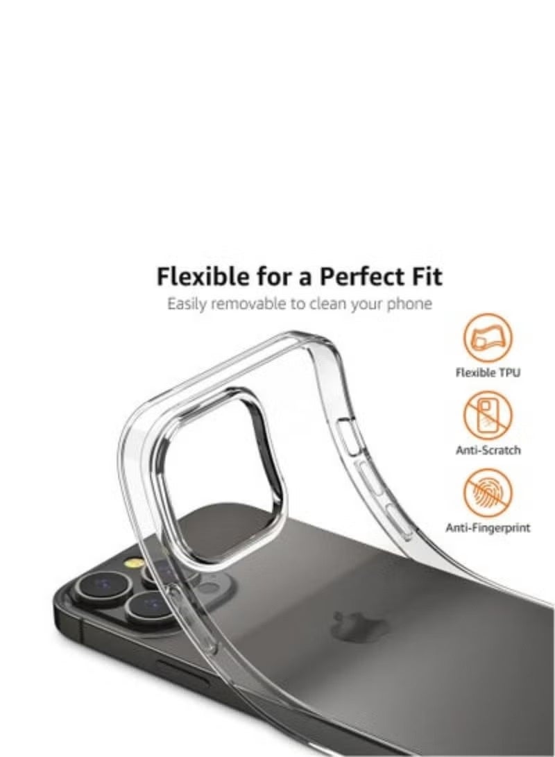 IPhone 14 Pro Max Case – Clear TPU, Anti-Yellowing, Slim & Lightweight, Scratch-Resistant with Camera & Screen Protection" - Image 3