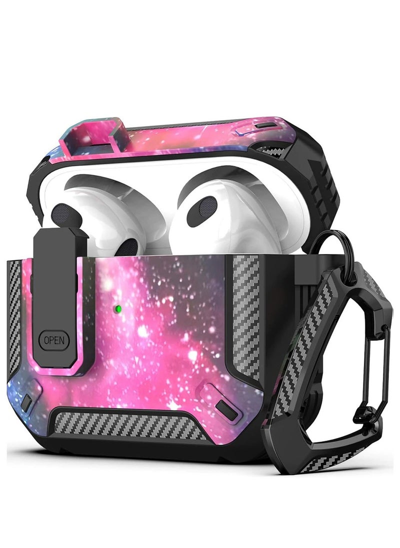 OPEN - Airpods 4 Case, Airpods 4th Generation Case with Lock, Airpods 4th Generation Case, Hard Shell Rugged Shockproof Case with Keychain for Apple Airpods 4 2024 (Starry Sky) - Image 1