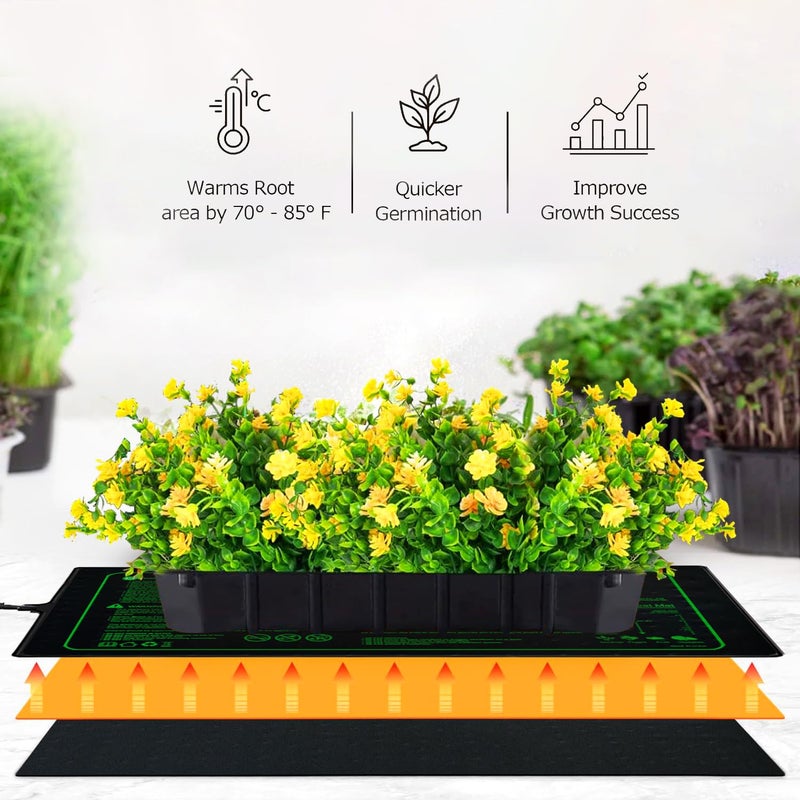 Ruyyi Upgrade Version 2PK Seedling Heat Mat with ETL Listed,Warm Hydroponic Heating Pad for Seed Starting,Indoor Gardening,Brewing and Greenhouses,Durable Waterproof Black Plant Heat Mat - Image 3