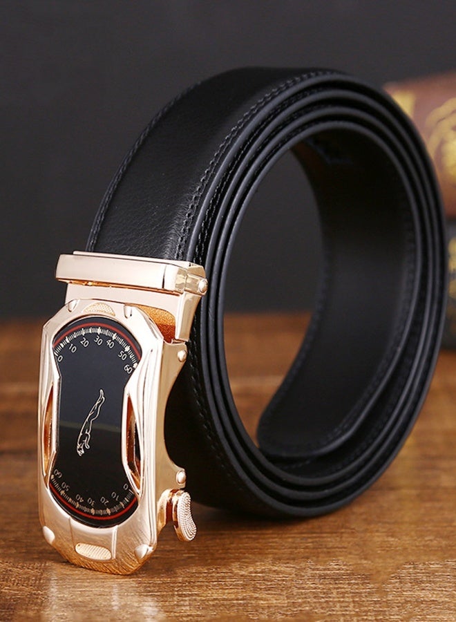 JCB CHIC أحزمة رجالية رياضية عصرية بإبزيم أوتوماتيكي من الجلد الطبيعي للرجال الجينز عالي الجودة حزام خصر رجالي قابل للتعديل لتناسب السطح الأملس حزام بإبزيم للجينز والسراويل حزام عريض - Image 1