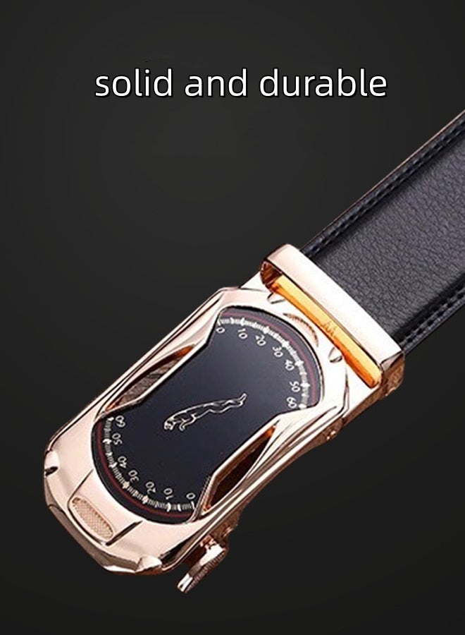 JCB CHIC أحزمة رجالية رياضية عصرية بإبزيم أوتوماتيكي من الجلد الطبيعي للرجال الجينز عالي الجودة حزام خصر رجالي قابل للتعديل لتناسب السطح الأملس حزام بإبزيم للجينز والسراويل حزام عريض - Image 3