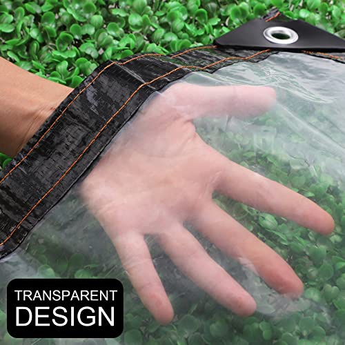 2FY2SW Lrnn Clear Waterproof Tarps Outdoor 3 x 3 Feet Transparent Tarpaulin Plastic Rainproof Tarp Cover with Grommets for Garden Furniture Cars Opening Storage, Black - Image 5