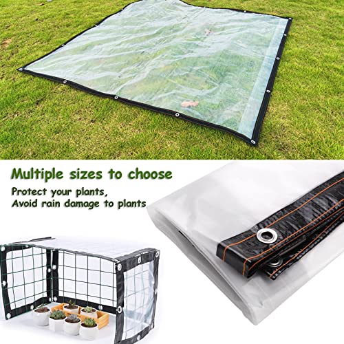 2FY2SW Lrnn Clear Waterproof Tarps Outdoor 3 x 3 Feet Transparent Tarpaulin Plastic Rainproof Tarp Cover with Grommets for Garden Furniture Cars Opening Storage, Black - Image 3