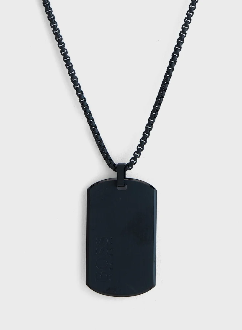 BOSS Logo Dog Tag Pendant Necklace