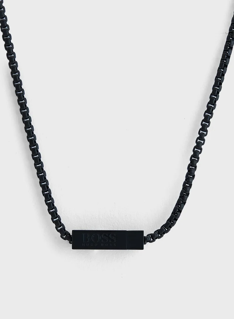 BOSS Logo Dog Tag Pendant Necklace