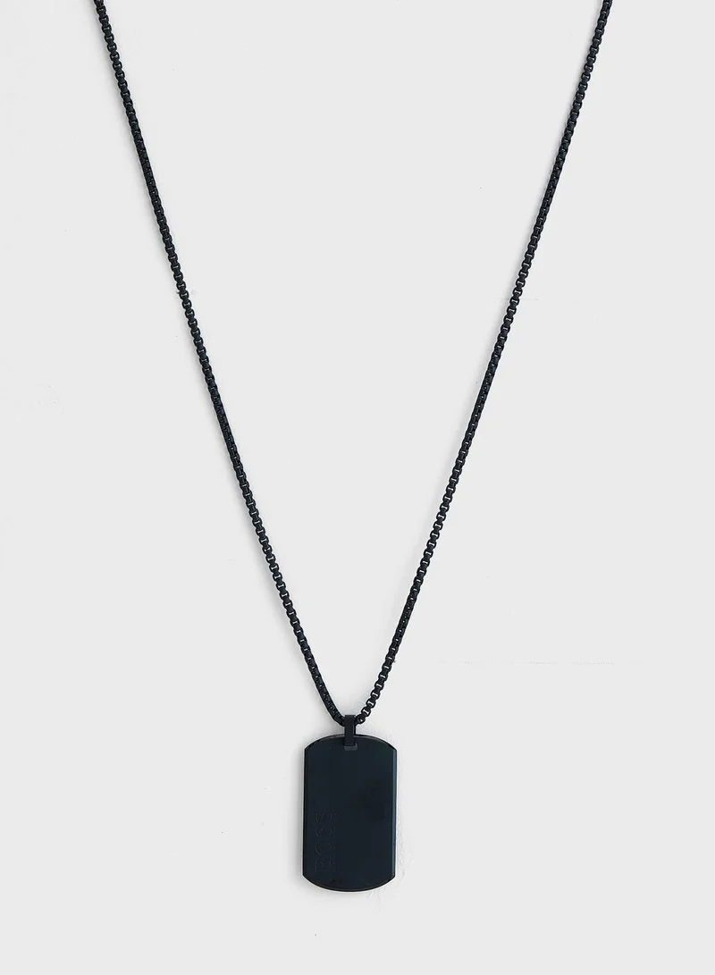 BOSS Logo Dog Tag Pendant Necklace