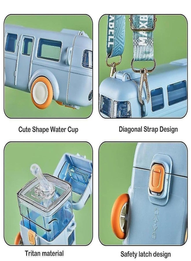 Krupasadhya Water Bottle for Kids School with Strap Sipper Straw | Leakproof Lock Tritan, Bpa Free 500 Ml - Blue | Cute Bus Water Bottle for Girls Also Kids Toys for 2-5 Years - Image 5