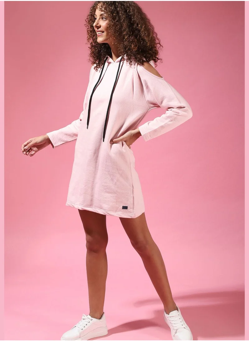 Campus Sutra Hoodie Neck Mini Dress