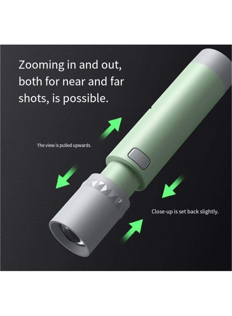 New portable rechargeable LED flashlight with ABS body, green color  - Image 3