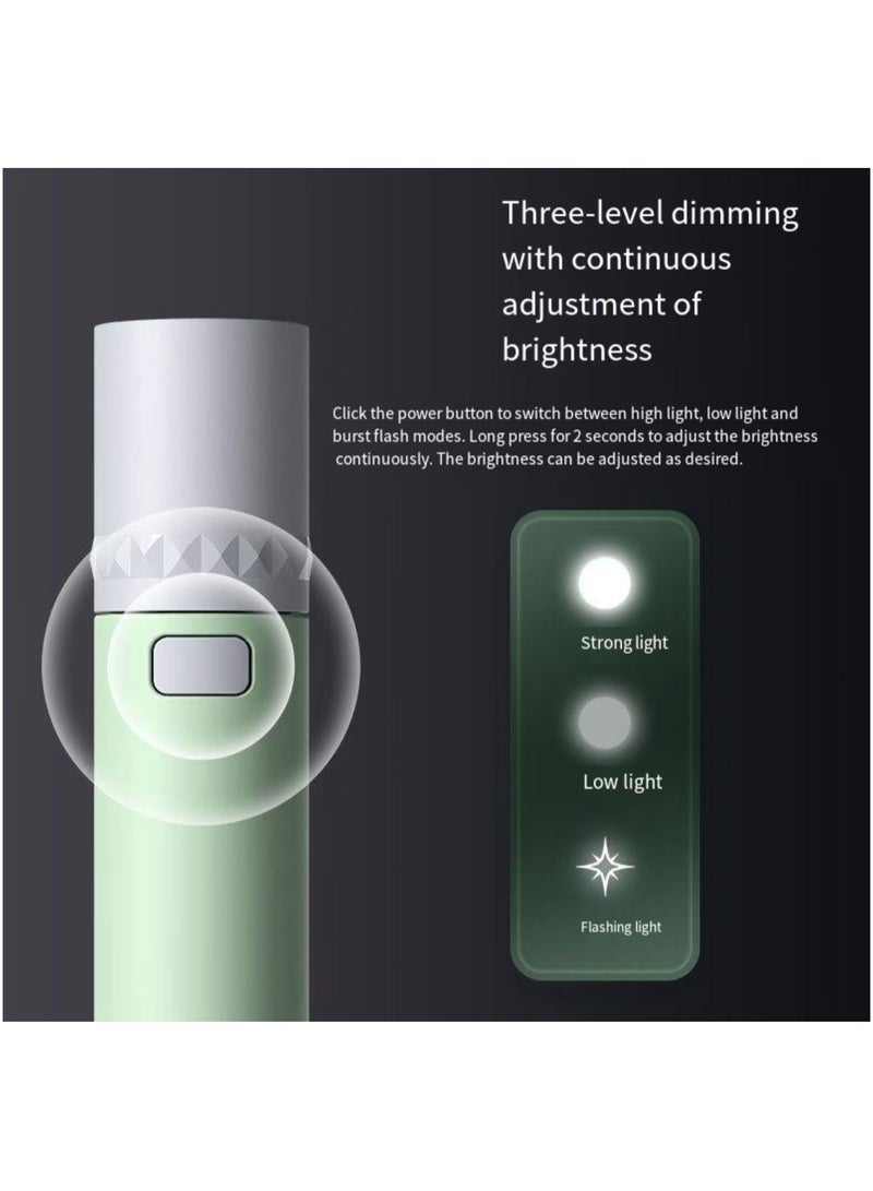 New portable rechargeable LED flashlight with ABS body, green color  - Image 5