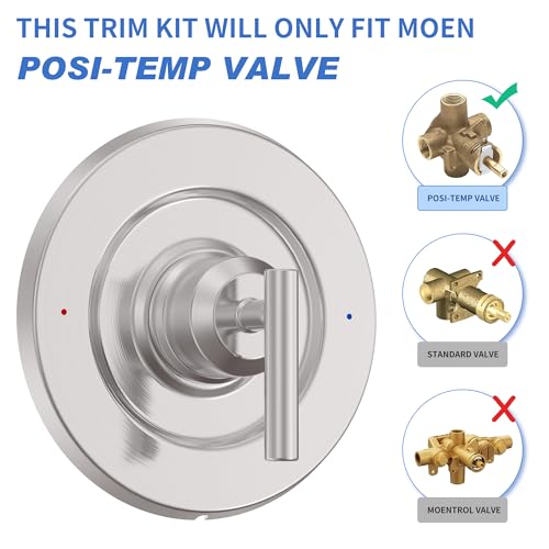 KANDENT T2901BN Gibson Valve Trim Kit, Brushed Nickel Shower Trim Kit Shower Lever Handle, Compatible with Moen 2510 Valve - Image 2