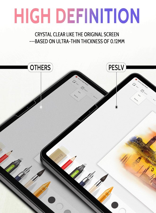 Peslv 2 Pack Like Paper Screen Protector for iPad Air 5th & Air 4th (10.9 Inch)/ iPad Pro 11 (2022/21/20/18), Matte Anti Glare PET Film/Blue Light Filter/Drawing & Writing Feel Like on Paper - Image 5