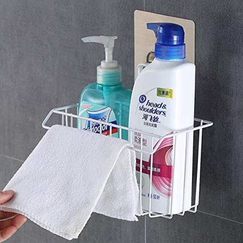 myzon Stainless Steel Wall Hanging Bathroom Shower Caddy Basket Shelf for Bathroom Sink Sponge Holder, Shampoo, Conditioner, Liquid and Toothbrush Holder with Kitchen Towel Rack Stand- Black - Image 3