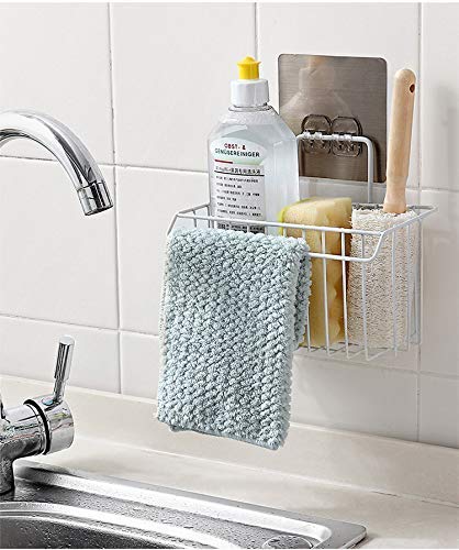 myzon Stainless Steel Wall Hanging Bathroom Shower Caddy Basket Shelf for Bathroom Sink Sponge Holder, Shampoo, Conditioner, Liquid and Toothbrush Holder with Kitchen Towel Rack Stand- Black - Image 5