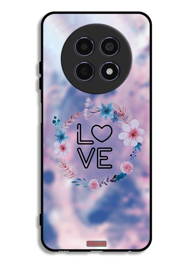 Tolwak غطاء حماية Realme 12 5G مزين بفن حلقة الحب في الزهور - Image 1