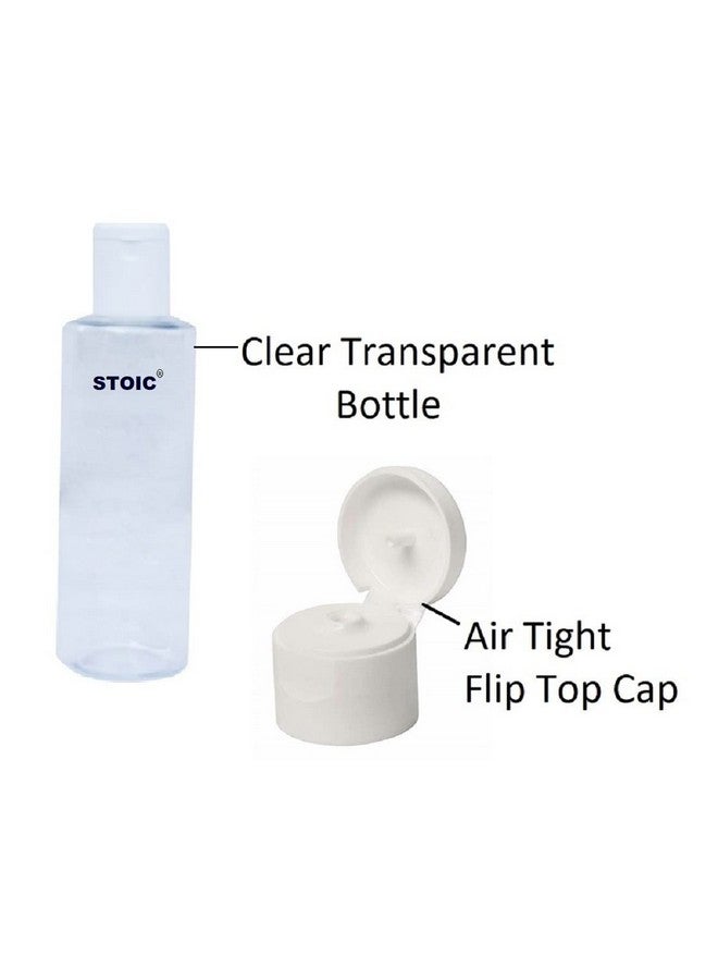 Stoic زجاجة عينة صغيرة شفافة بلاستيكية قابلة لإعادة التعبئة سعة 100 مل مع أغطية قابلة للطي لرذاذ السوائل الدقيقة ومعقمات السفر الجوي لمستحضرات التجميل (عبوة من 10)  - Image 4