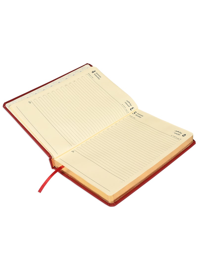 FIS Golden A5 Diary 2025 (Arabic/English) Maroon - FSDI19AEG25MR - Image 2