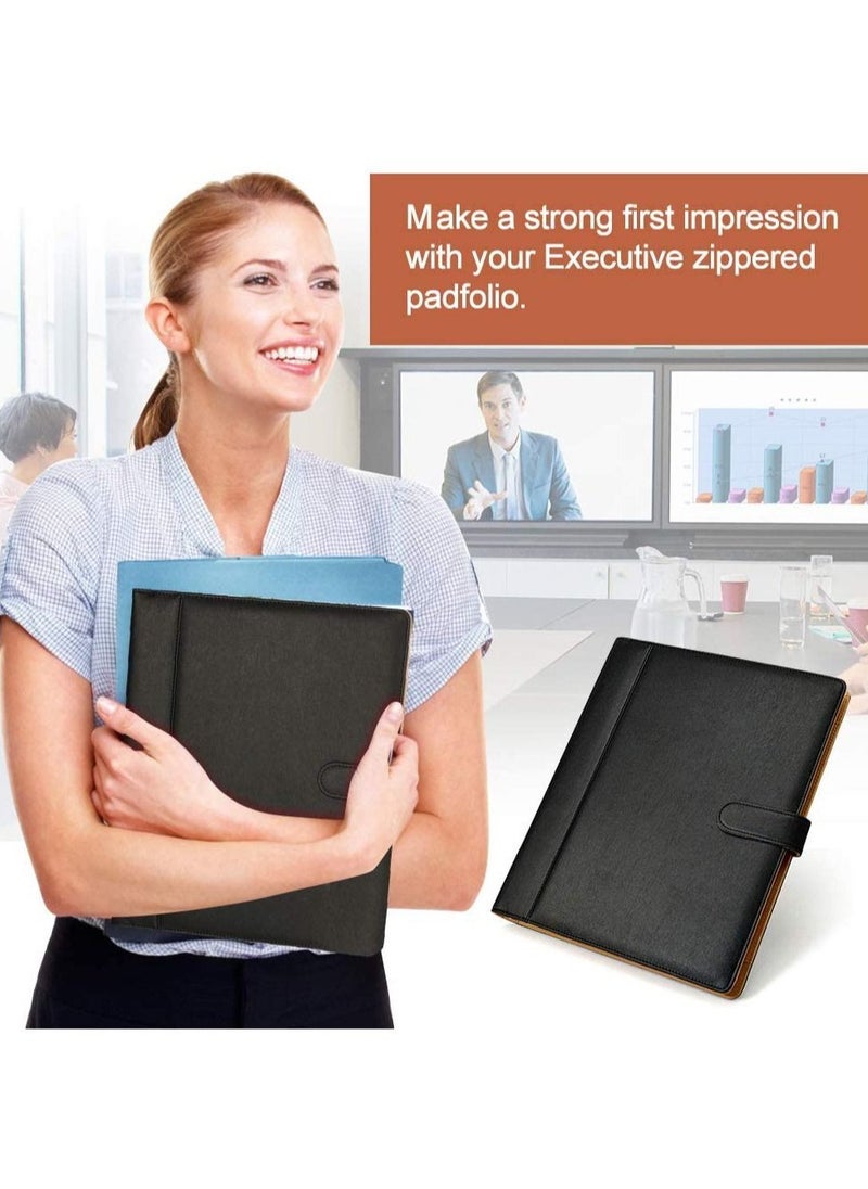 Y&D - Leather Portfolio Binder, Business Padfolio Folder, with Calculator Black 3 Ring Folder Stylish Interview Cover Case Suitable for various business occasions - Image 1