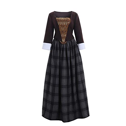 SFWXCOS Women's Scottish Highland Dress Claire Fraser Cosplay Costume Dress from Outlander (XXXL, Gray) - Image 1