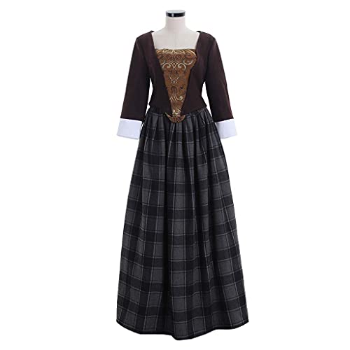 SFWXCOS Women's Scottish Highland Dress Claire Fraser Cosplay Costume Dress from Outlander (XXXL, Gray) - Image 3