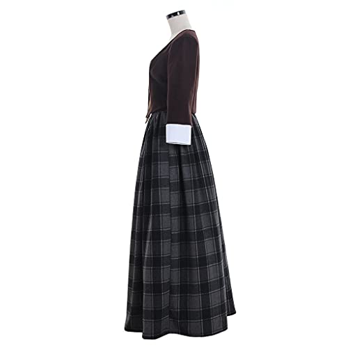 SFWXCOS Women's Scottish Highland Dress Claire Fraser Cosplay Costume Dress from Outlander (XXXL, Gray) - Image 4