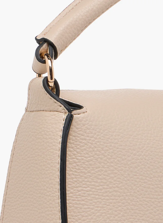 Paprika Textured Crossbody Bag with Detachable Strap and Button Closure