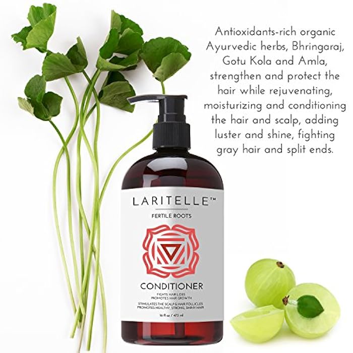 Laritelle Organic Hair Growth Set Shampoo 17 oz + Conditioner 16 oz + Hair Loss Treatment 4 oz Ayurvedic Herbs, Lavender, Ginger, Rosemary NO GMO, Sulfates, Gluten, Alcohol, Parabens, Phthalates - Image 3