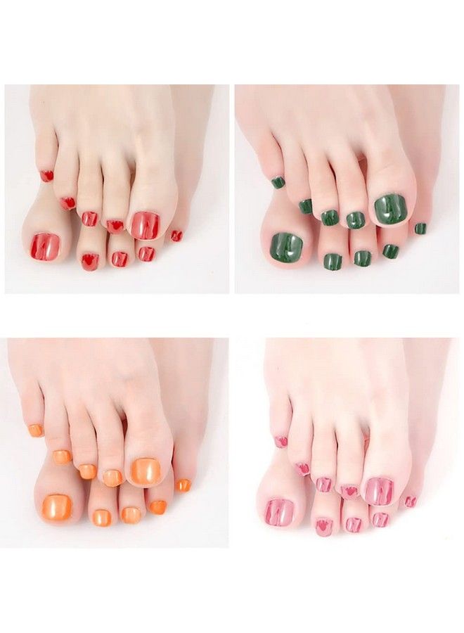 JERCLITY 352 Pieces 16 Sheets Solid Color Toenail Polish Strips Stickers Self Adhesive Bright Color Toenail Full Wraps Full Nail Stickers Nail Art Decal Strips With Nail File For Women Girls - Image 5
