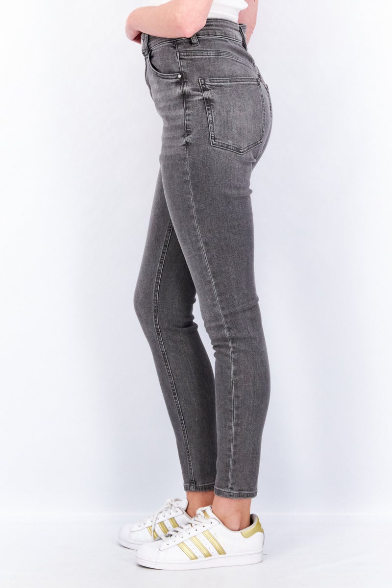 EDC Women Skinny Fit High Waist Stretchable Denim Jeans, Grey - Image 2