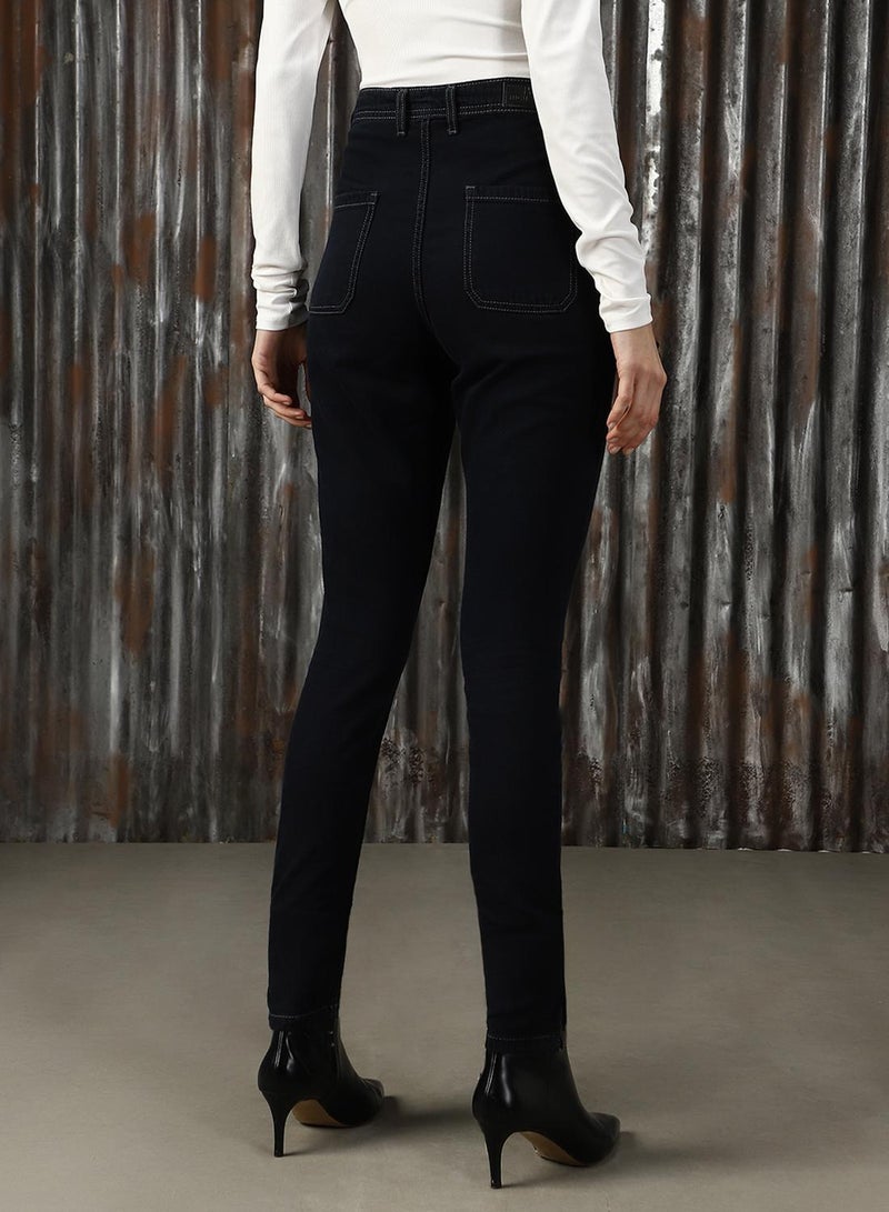 HIGH STAR Women's Grey Cotton Blend Solid Jeans - Image 2