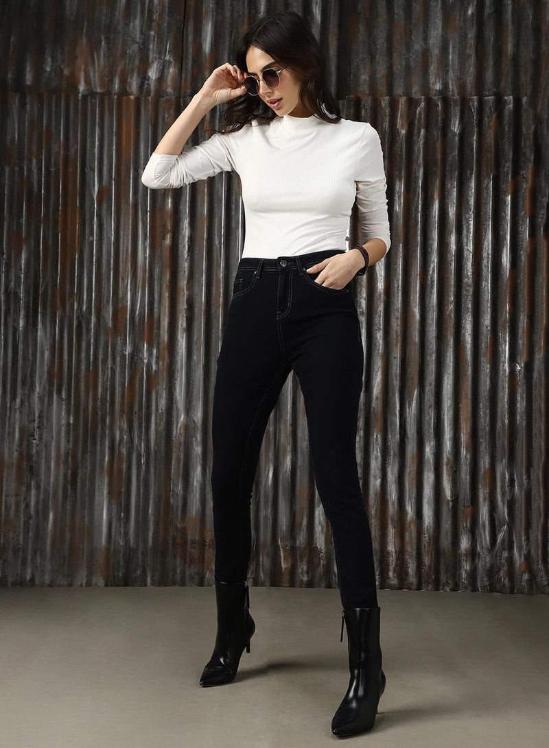 HIGH STAR Women's Grey Cotton Blend Solid Jeans - Image 1