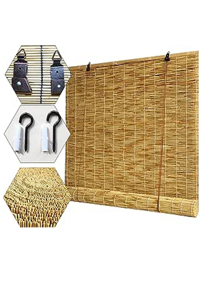LINGWEI Outdoor Window Bamboo Roller Blinds Natural Wooden Window Curtain Hanging Window Blind Bamboo Roll Up Shades Reed Curtain  - Image 4